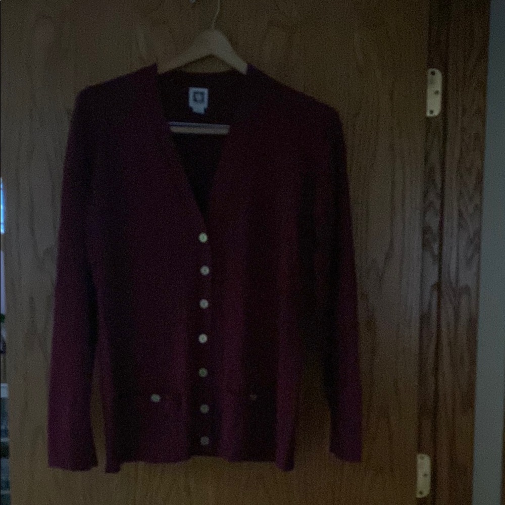 Burgundy Cardigan with Button Details